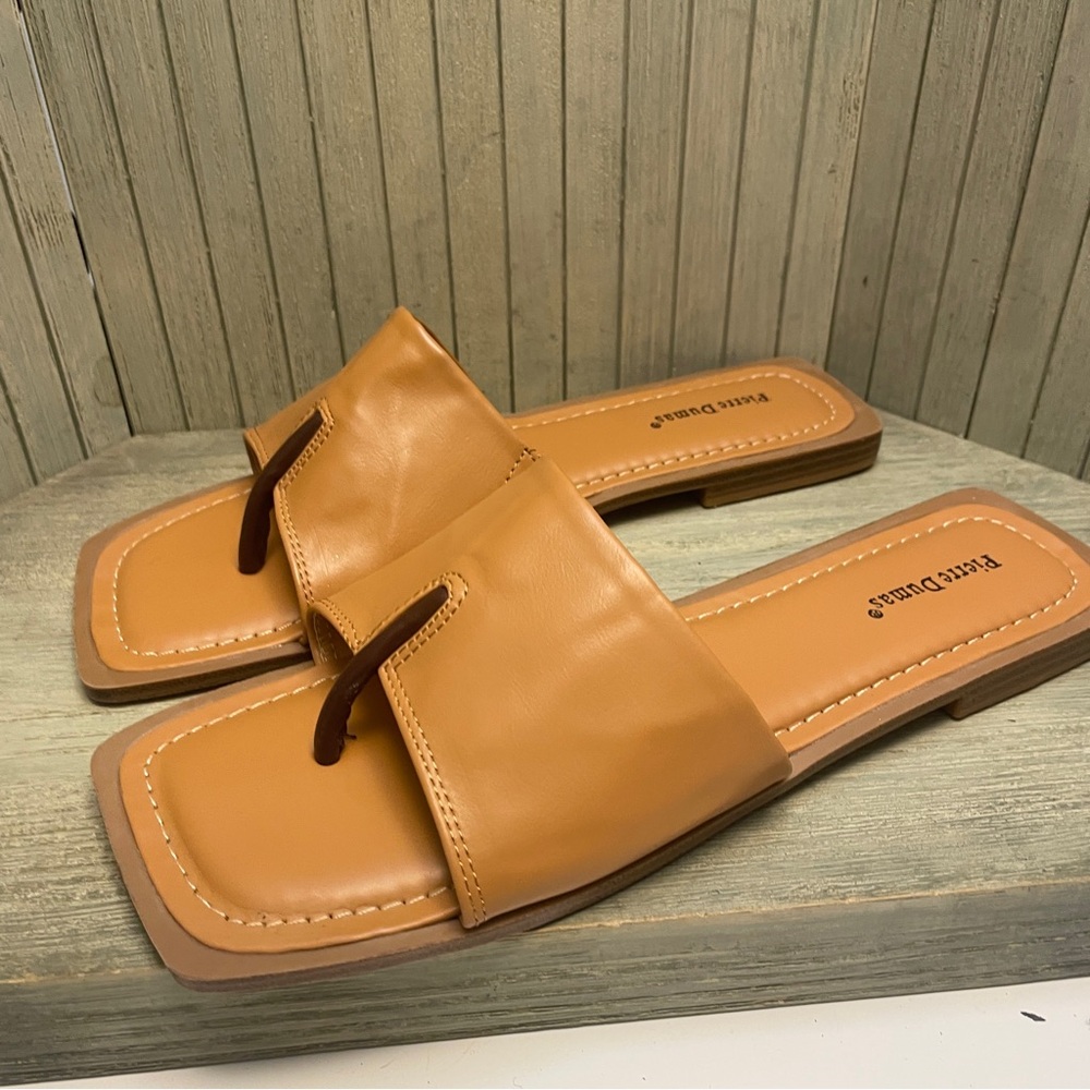 Pierre Dumas Tan Slide Sandals